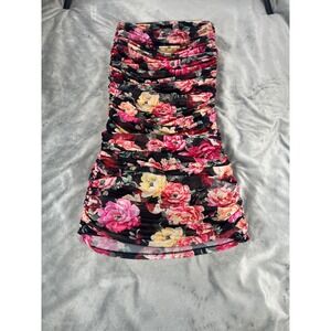 Express Floral Bodycon Sheer Ruffle Romantic Dark Fem Valentine Pencil Skirt Sm